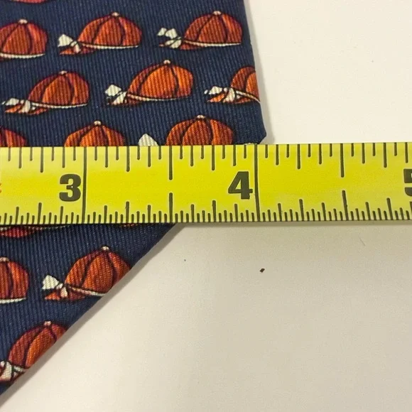Hermes Navy Blue Tie with Hat Pattern - Picture 6 of 6